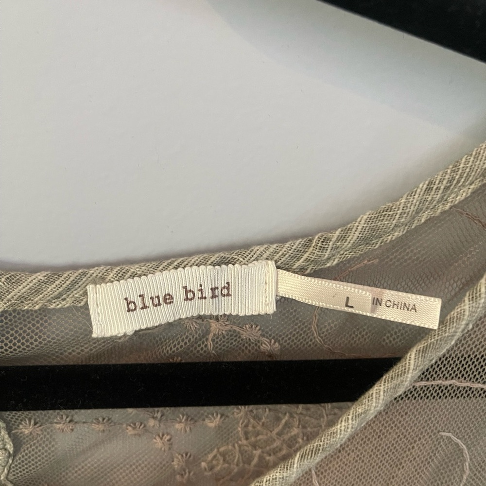 Blue Bird Womens Tunic Woven Brown Tan Cotton Lace Layered Lined in size L - Picture 6 of 6